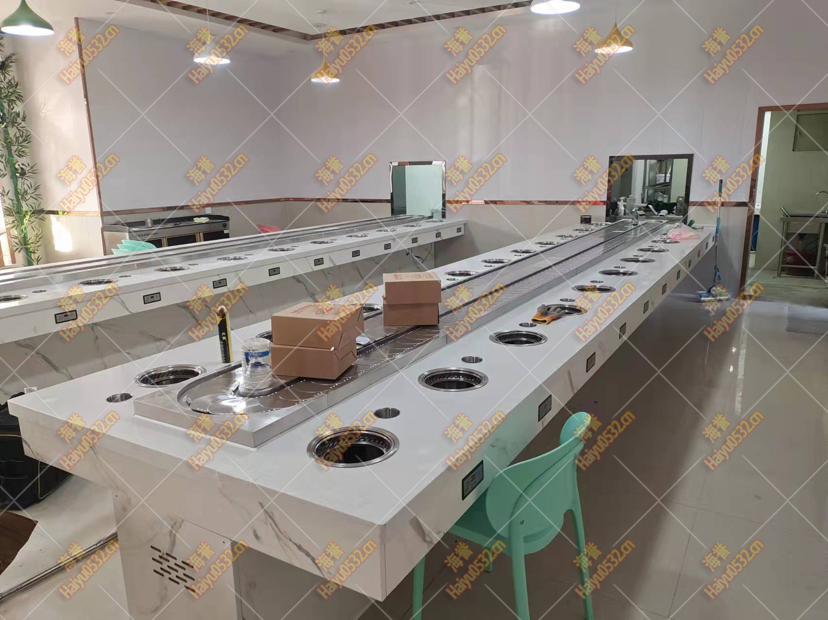 兩條排煙旋轉小火鍋設備完成