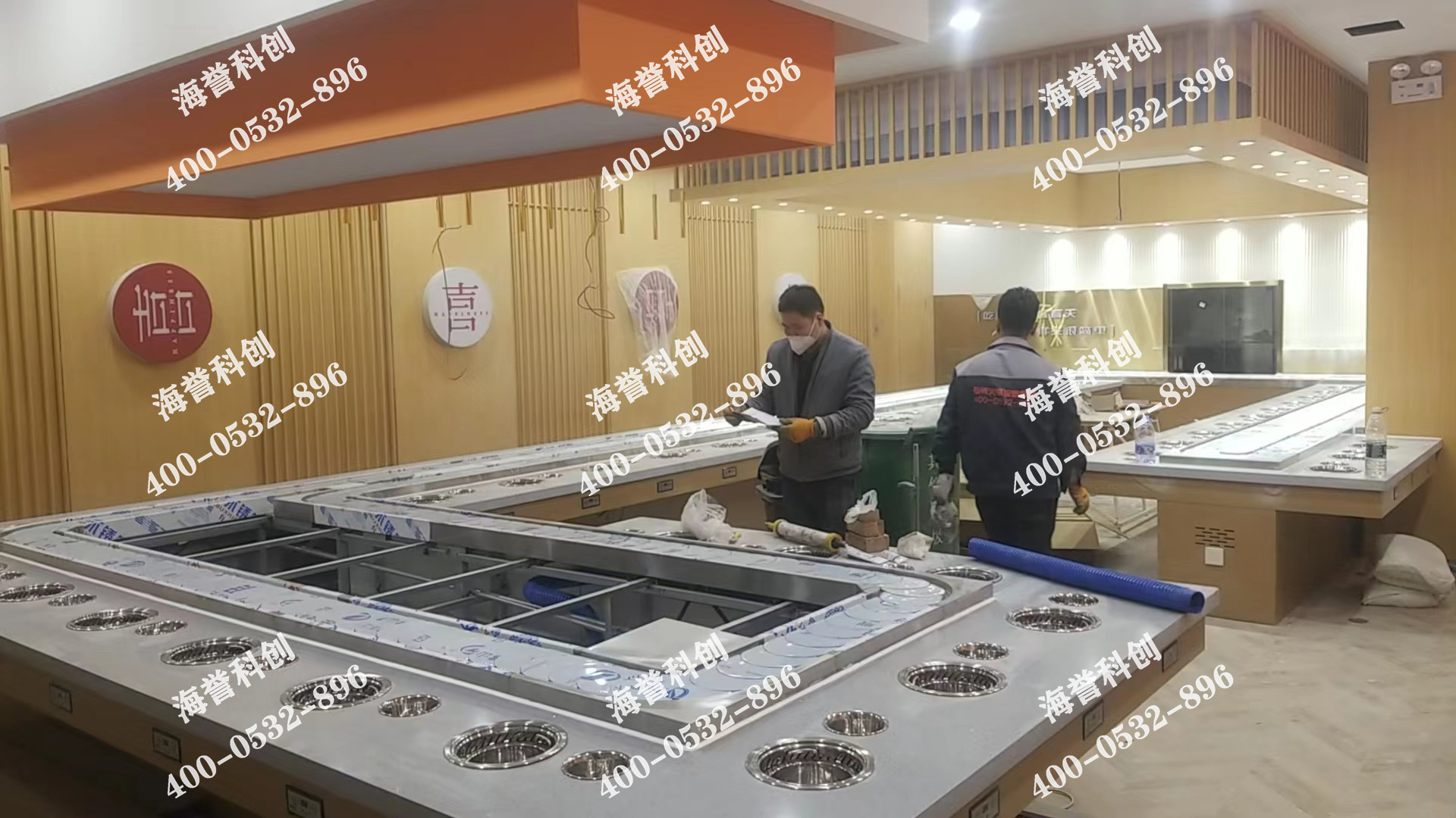 海譽科創(chuàng)山東青島單涮無煙小火鍋設備安裝完成