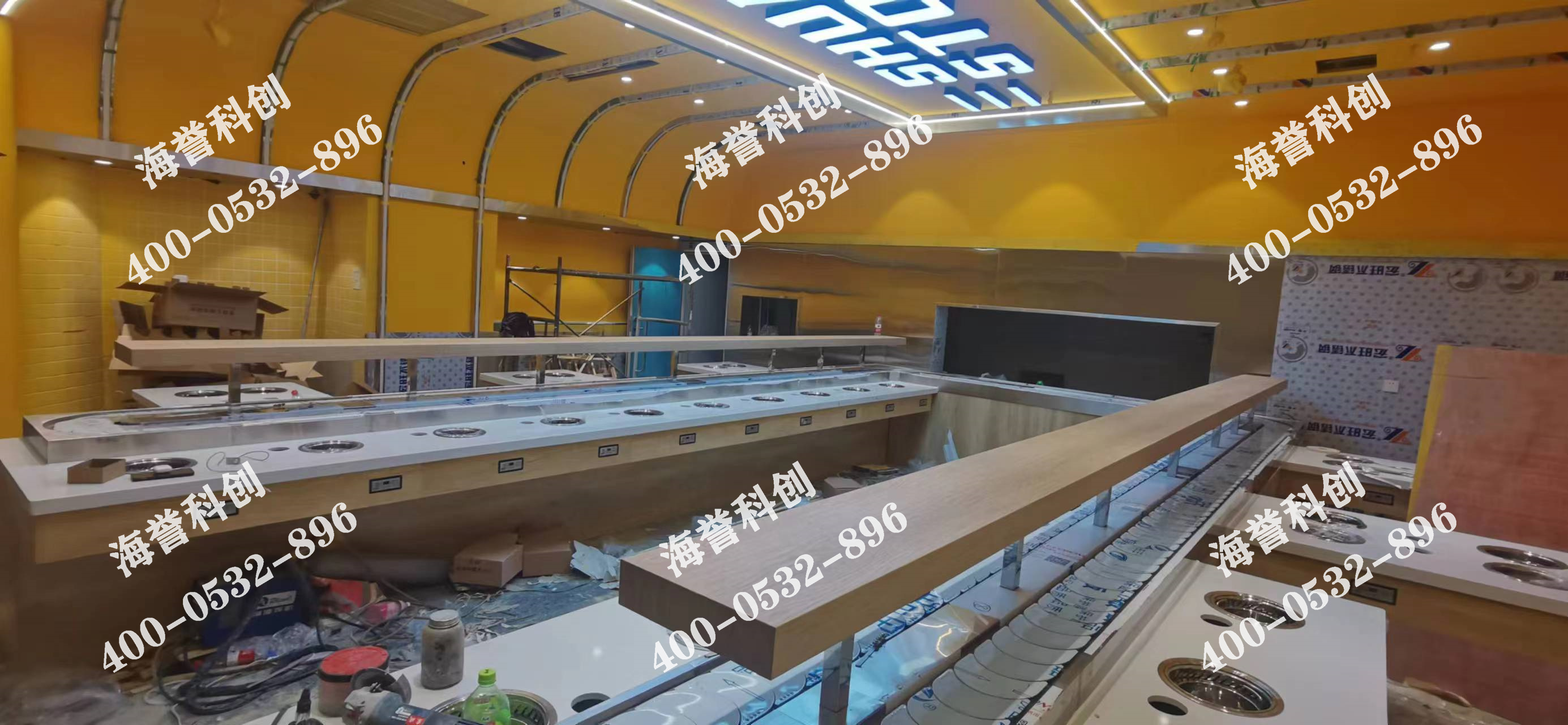 海譽科創(chuàng)河南洛陽單涮無煙小火鍋設備安裝完成
