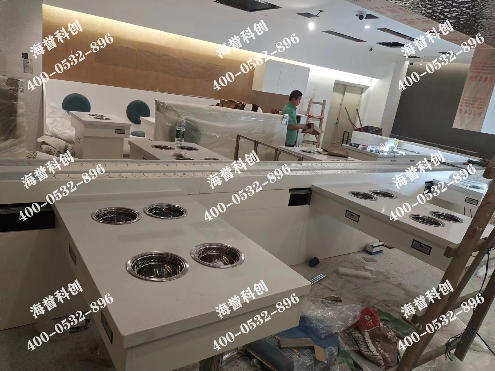 海譽科創(chuàng)廣東珠海單涮無煙小火鍋設(shè)備安裝完成
