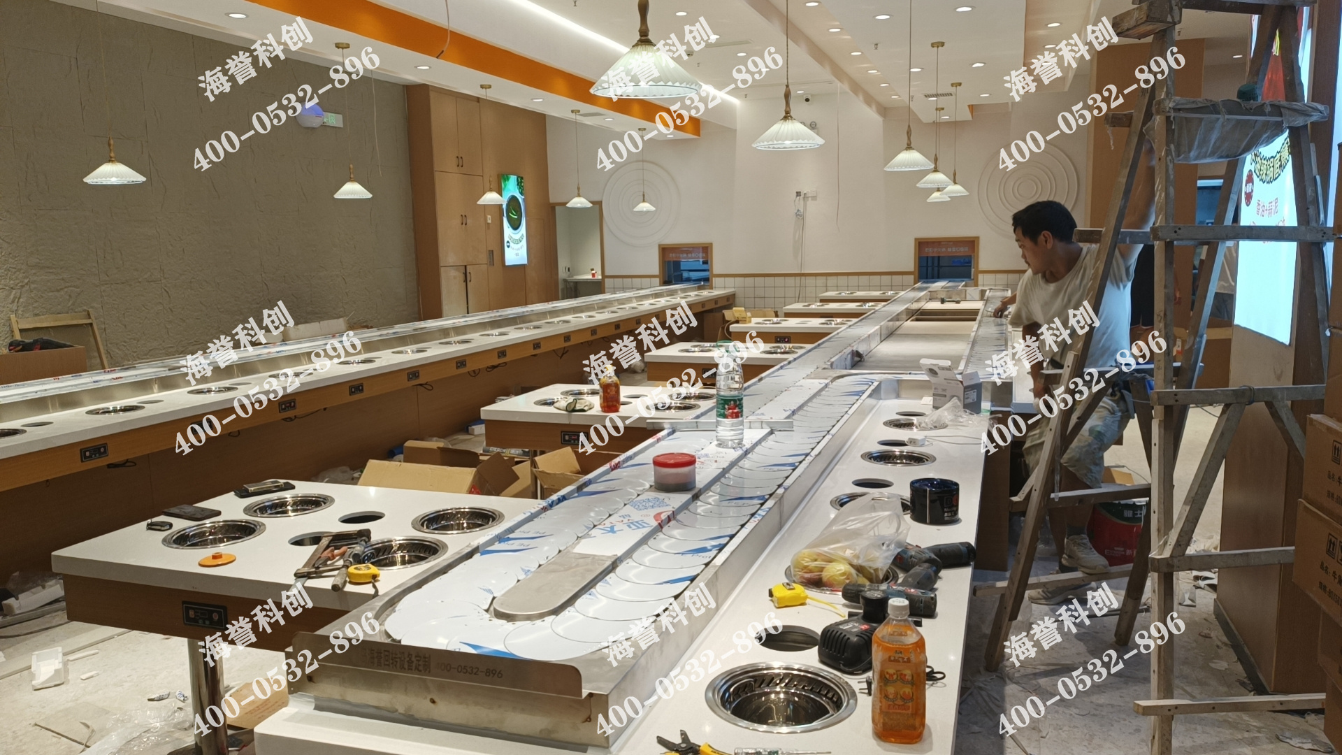 海譽科創(chuàng)山東威海單涮無煙小火鍋設(shè)備安裝完成