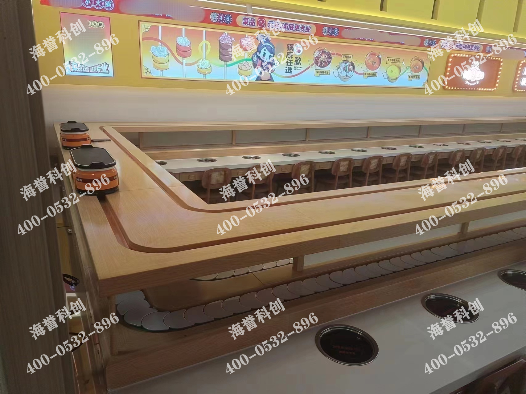 海譽科創(chuàng)天津單涮小火鍋搭載智能送餐小火車安裝完成