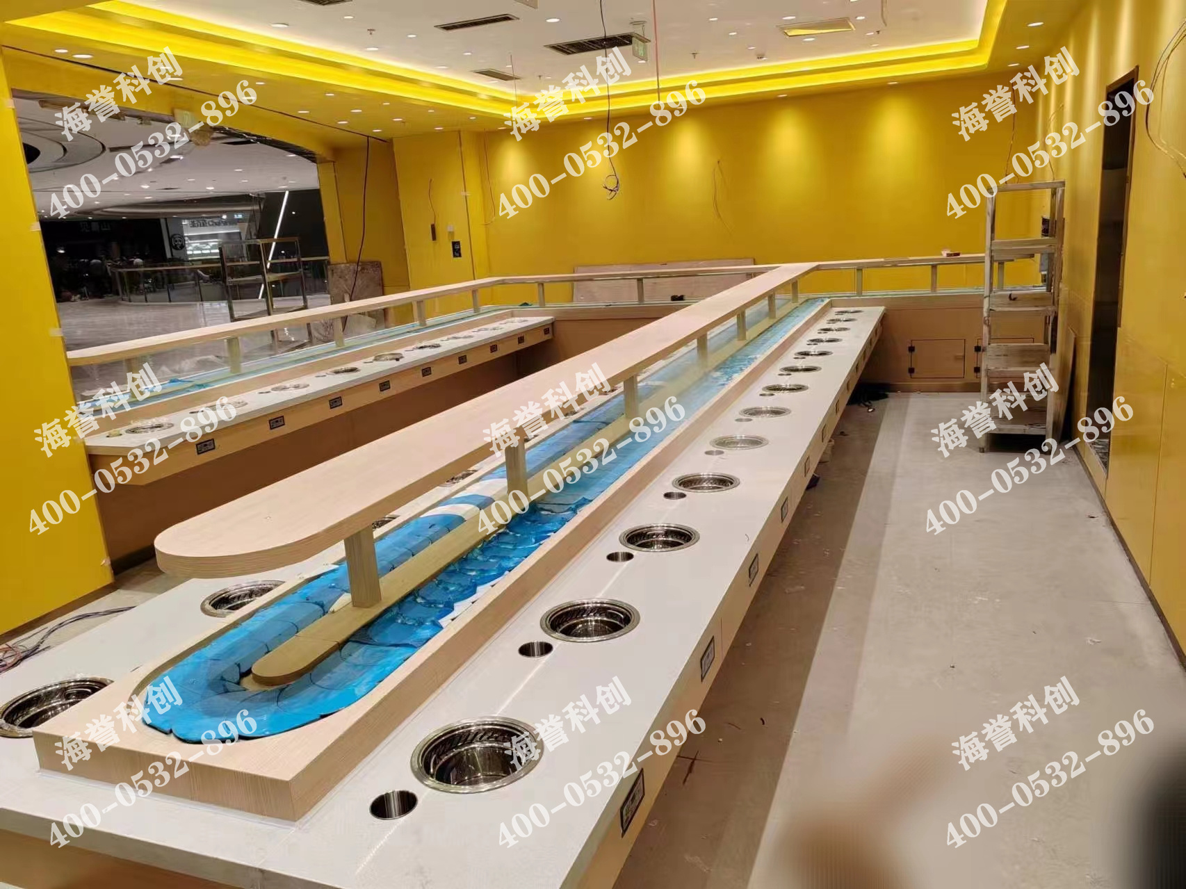 海譽科創(chuàng)合作伙伴單涮無煙小火鍋設備配備加濕器安裝完成